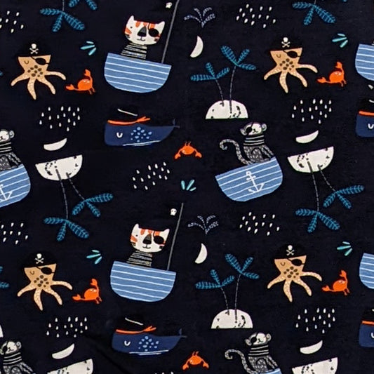 Your baby gift set will be handmade using pirate cats cotton jersey. Purr-fect for your little pirate!