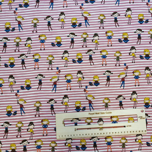 Your gift set will be handmade using girls on pink striped cotton jersey.