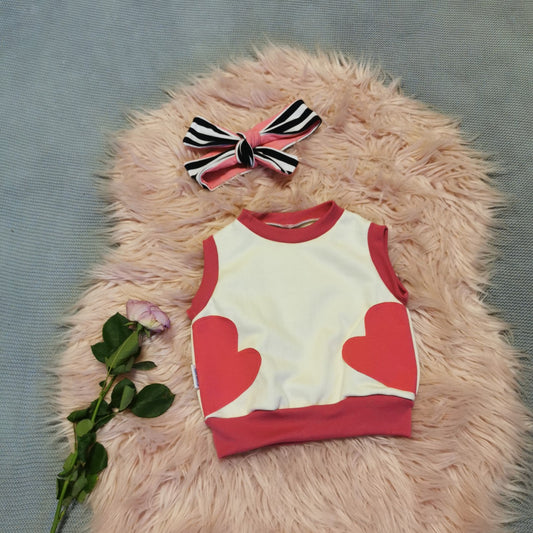 Sleeveless Sweatshirt - White with Hearts