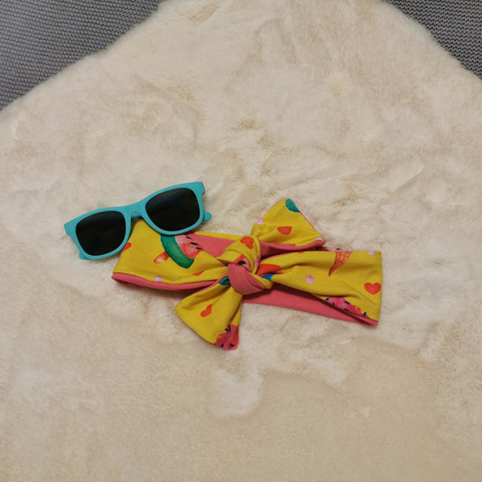 Tie Headband - Ice Lollies on Yellow/Pink