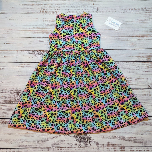 The gorgeous rainbow leopard print sleeveless dress. Lovingly handmade in soft and comfy cotton jersey.
