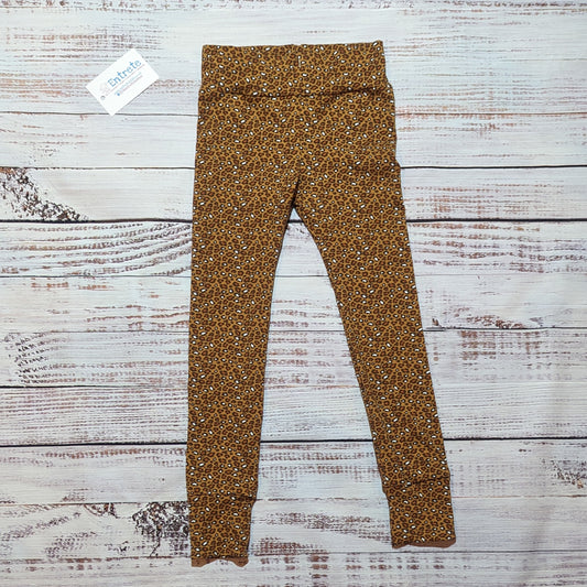 Soft, stretchy camel leopard print kids leggings. Handmade from cotton jersey.