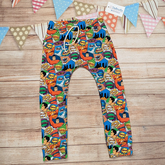 Amazing superhero joggers, like wearing a comic book. Handmade using superhero cotton jersey.