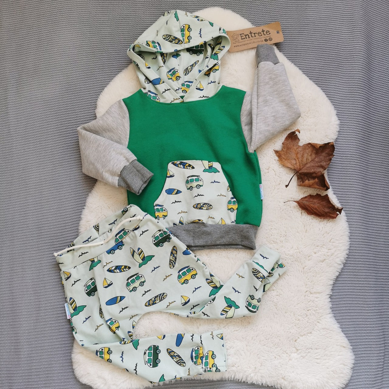 Epic mint surf campervans harem joggers shown as a set with a matching hoodie. (sold separately)