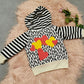 Reversible Popper Hoodie - Pink & Yellow/Abstract Stripes & Hearts
