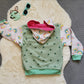 Reversible Popper Hoodie - Colourful Rainbows & Mint Spots/Pink