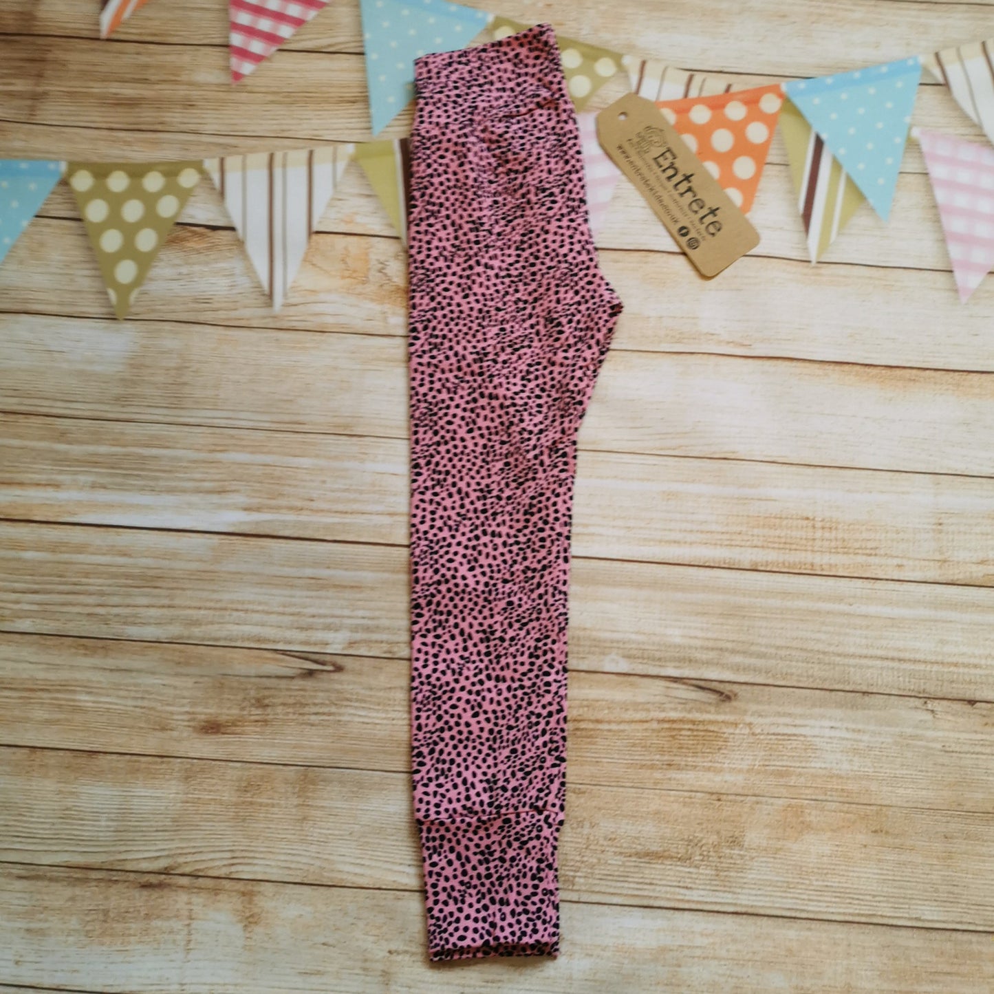 Child & Babies Leggings, handmade using sumptuous pink cheetah cotton jersey.