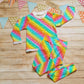 Bright Rainbow Stars long sleeve t-shirt, shown as an outfit with matching  leggings. (sold separately)