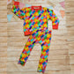 Colourful building blocks, lightweight children's sweatshirt shown as an outfit with matching harem joggers (sold separately)