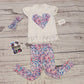 Bubblegum pink bubbles heart tassel tea. Shown with matching leggings.
